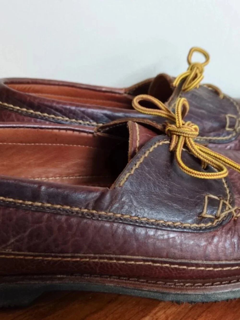 Chippewa Bison Leather Vibram Sole Loafers Shoes Mens 12 D Rugged Brown USA